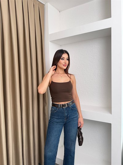 İp Askılı Kısa Atlet Kahve