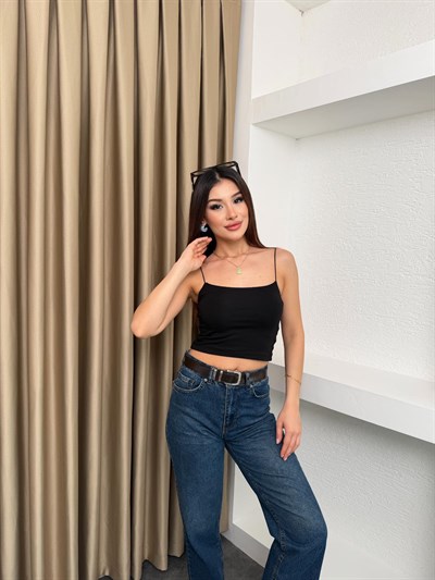 İp Askılı Kısa Atlet Siyah