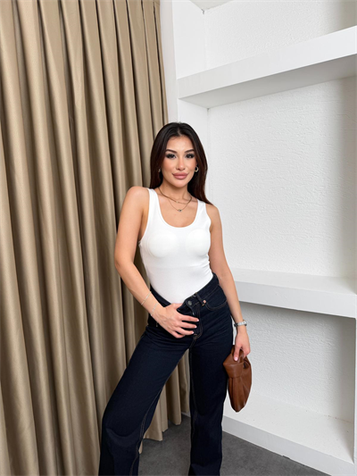 Kalın Askılı Göğüs Destekli Zıbın Beyaz