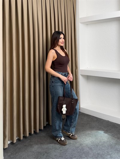 Kalın Askılı Göğüs Destekli Zıbın Kahve