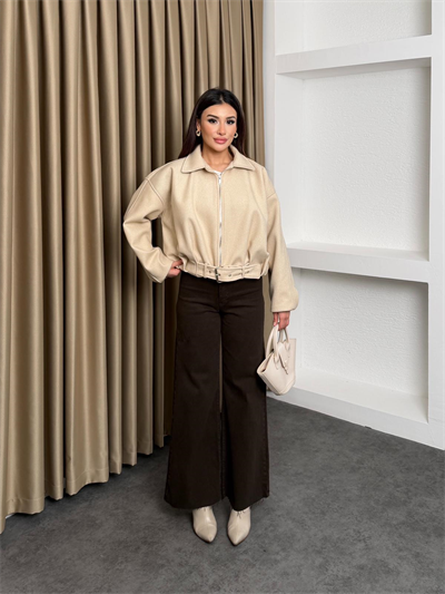 Kaşe Bomber Ceket Bej