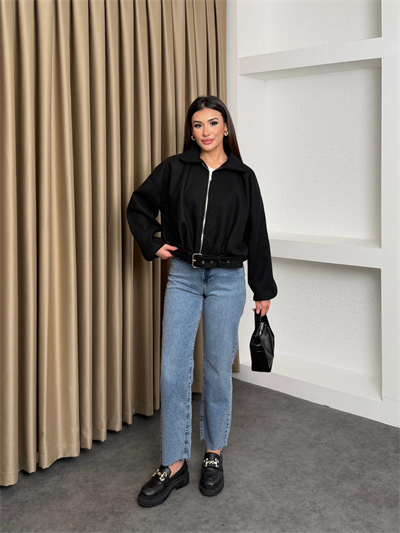 Kaşe Bomber Ceket Siyah