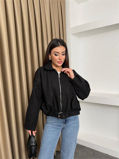 Kaşe Bomber Ceket Siyah