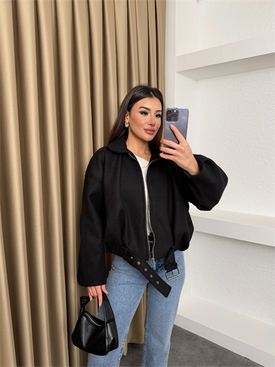 Kaşe Bomber Ceket Siyah