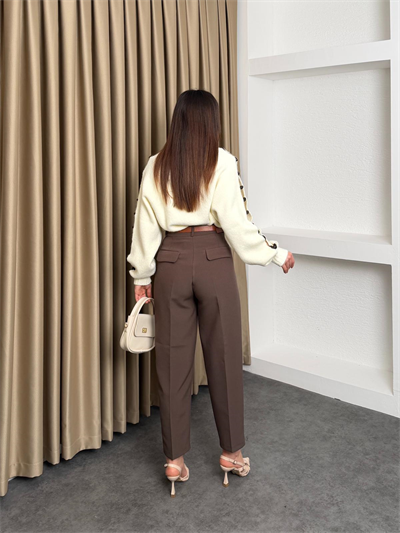 Kemerli Havuç Pantolon Kahve