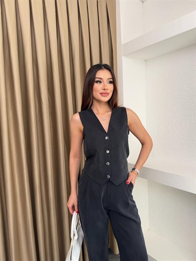 Ms Model Tensel Kumaş Takım Siyah