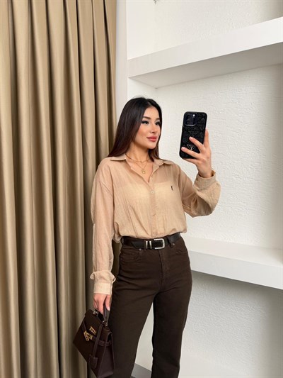 Muadil Keten Gömlek Bej