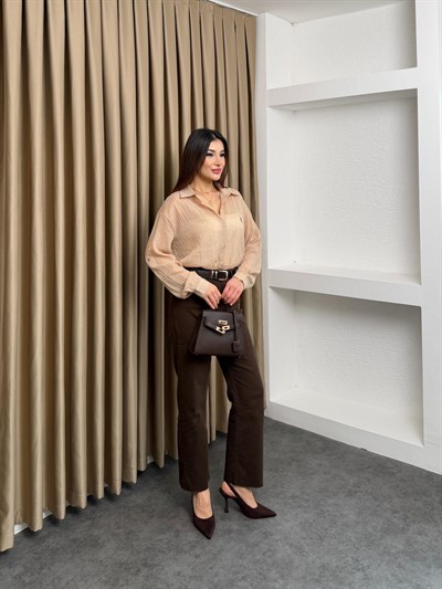 Muadil Keten Gömlek Bej