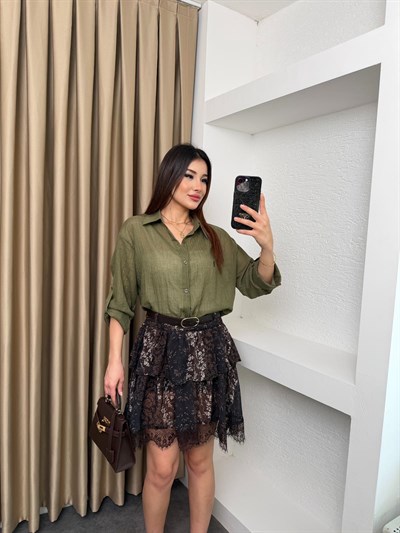 Muadil Keten Gömlek Haki