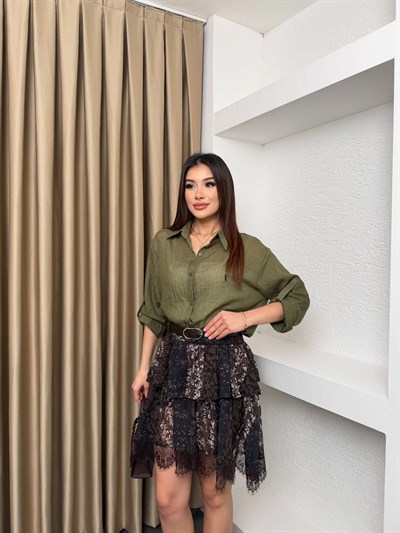 Muadil Keten Gömlek Haki