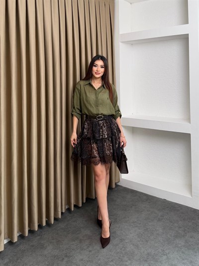 Muadil Keten Gömlek Haki