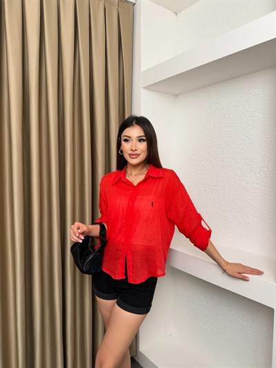 Muadil Keten Gömlek Kırmızı