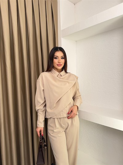 Şal Yaka Takım Bej