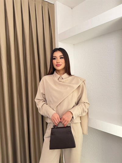 Şal Yaka Takım Bej