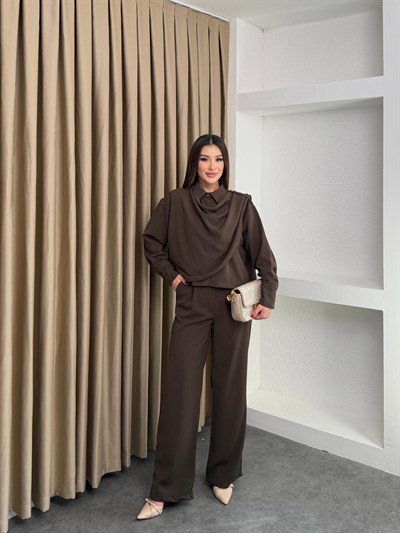 Şal Yaka Takım Kahve