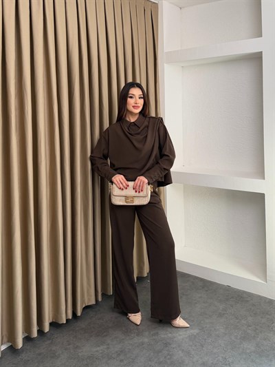 Şal Yaka Takım Kahve