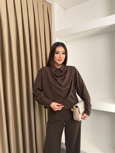 Şal Yaka Takım Kahve