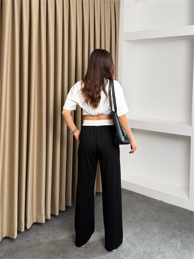Yanı Şeritli Palazzo Modal Eşofman Altı Siyah