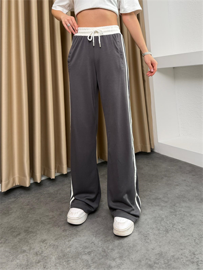 Yanı Şeritli Palazzo Modal Eşofman Altı Füme