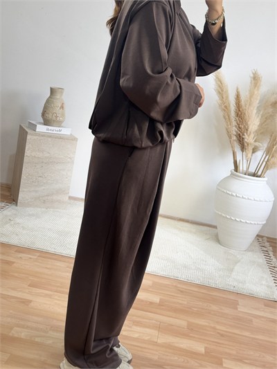     Soft Modal Bomber Takım-Kahve