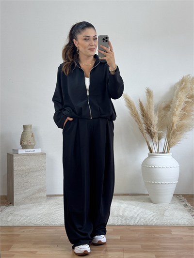     Soft Modal Bomber Takım-Siyah