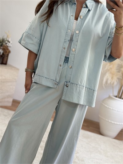 Açık Mavi Denim Görünümlü İkili Takım