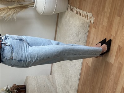 Açık Mavi Wide Leg Jean Pantolon
