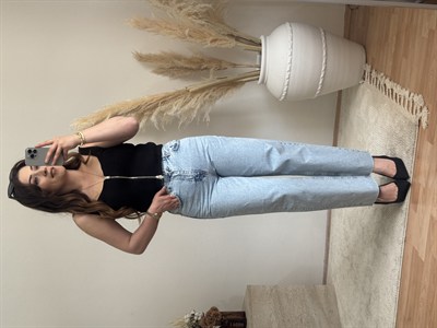 Açık Mavi Wide Leg Jean Pantolon
