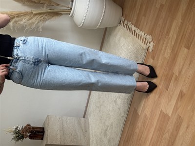 Açık Mavi Wide Leg Jean Pantolon