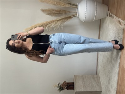 Açık Mavi Wide Leg Jean Pantolon