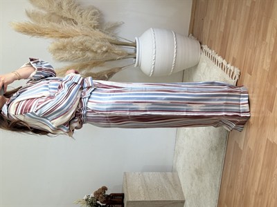 Çizgili Ceket Pantolon Takım – Çok Renkli