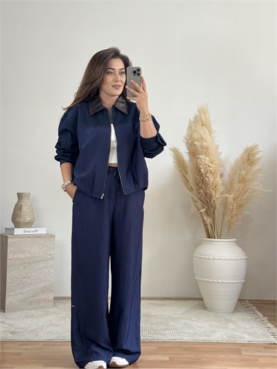 Denim Detaylı İkili Takım