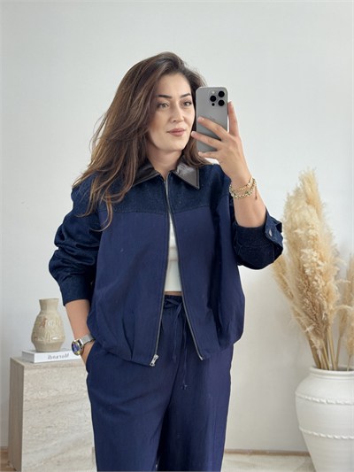 Denim Detaylı İkili Takım
