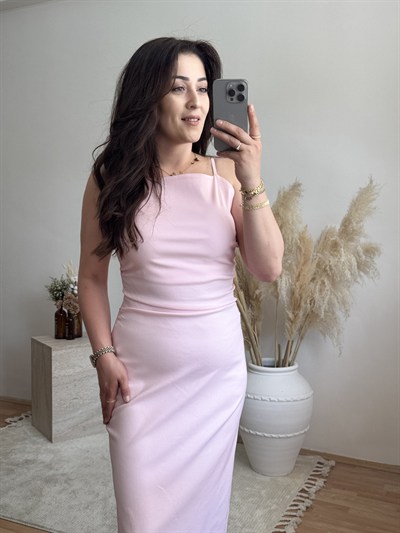 Midi Elbise-Pembe