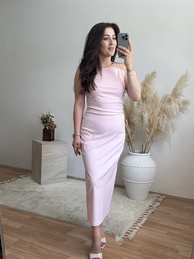 Midi Elbise-Pembe