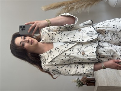 Nakış Detay Blazer Ceket Bej