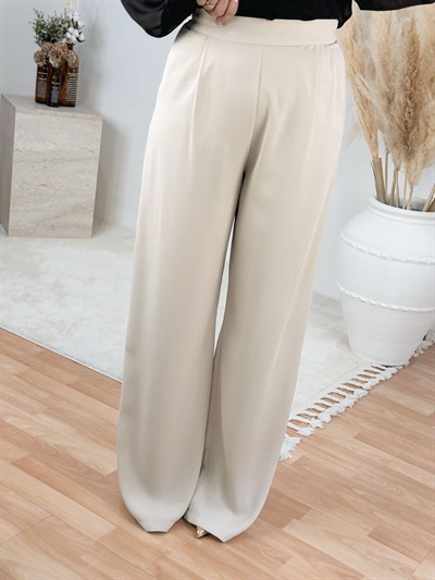Premium Yüksek Bel Düz Paça Pantolon-Taş