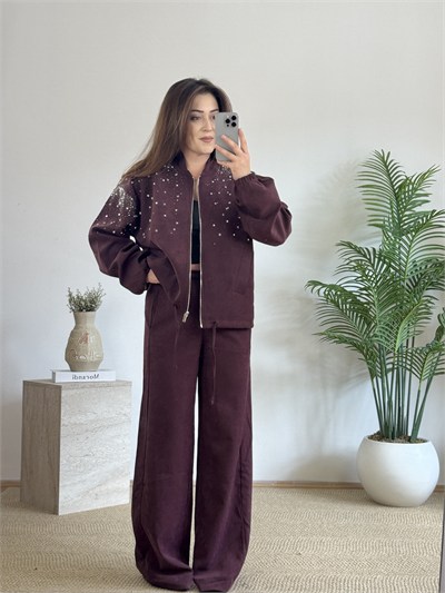 Taş İşlemeli Takım-Mürdüm