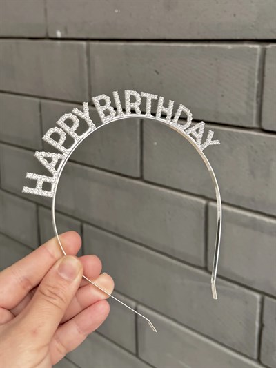 Taş Detaylı Parıltılı Happy Birthday Tacı