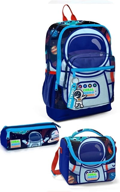 Coral High İlkokul Astronot Desenli Çanta Seti