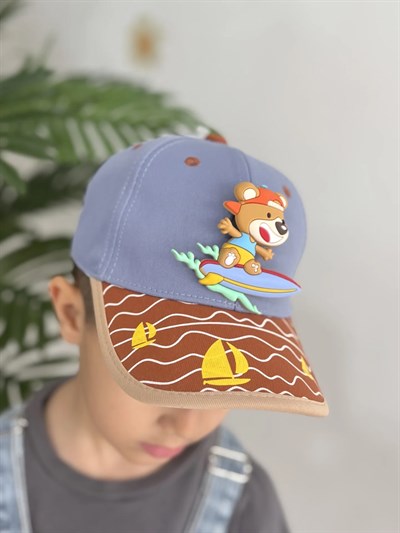 Deniz Desenli Surf Yapan Teddy Erkek Çocuk Şapka