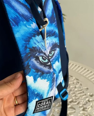 Coral High 4 Bölmeli Kurt Desenli Ortaokul Çantası 