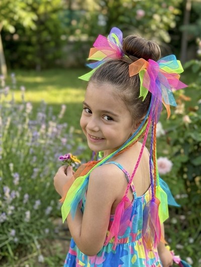 Renkli Örgülü Kurdele Detaylı Raınbow Lastik