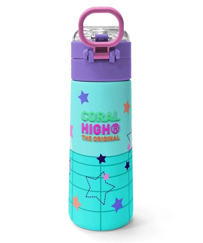 Coral High Kedi Desenli Pipetli ve Direk İçimli 500 ml Suluk