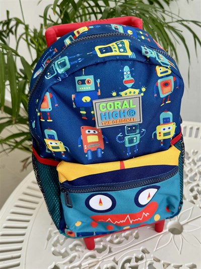 Robot  Desenli Coral High Çekçekli 1. Sınıf & Anaokulu Çanta