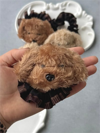 Ekose Desenli Poodle Peluş Köpek Kalın Lastik