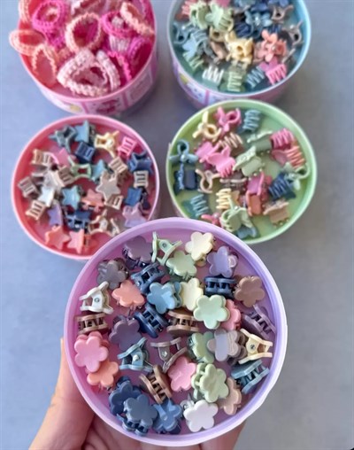 İki Bölmeli Lastik Kutu (Pembe Tonlar)