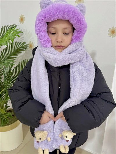 Kürk Peluş Atkı Şapka Eldiven 
