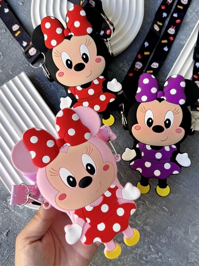 Elbiseli Minnie Silikon Askılı Çanta 
