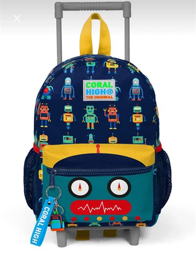 Robot  Desenli Coral High Çekçekli 1. Sınıf & Anaokulu Çanta
